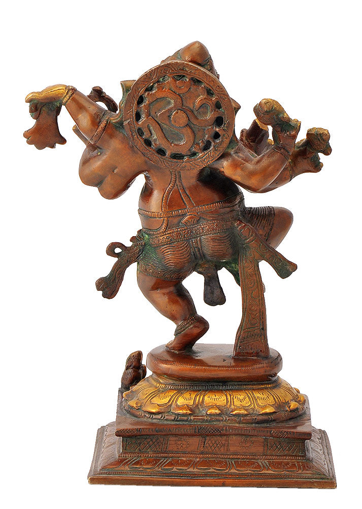Six Armed Dancing Lord Ganesha Brass Sculpture