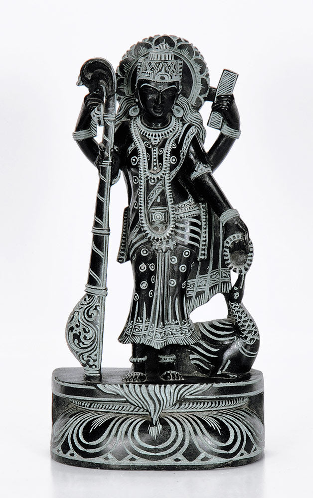 Devi Saraswati Stone Statue 10.25"