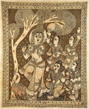 Krishna with Gopis of Vrindavan - Kalamkari Painting