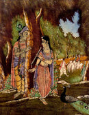 Radha Teases Krishna - Cotton Batik Painting