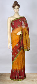 Rust & Maroon Saree with Embroidered Bootis