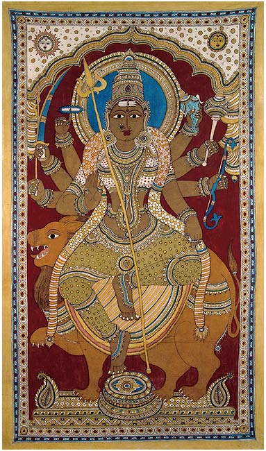 Goddess Durga - Large Kalamkari Painting 80"