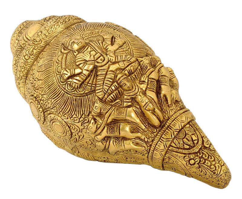 Sun God Surya Engraved Brass Conch