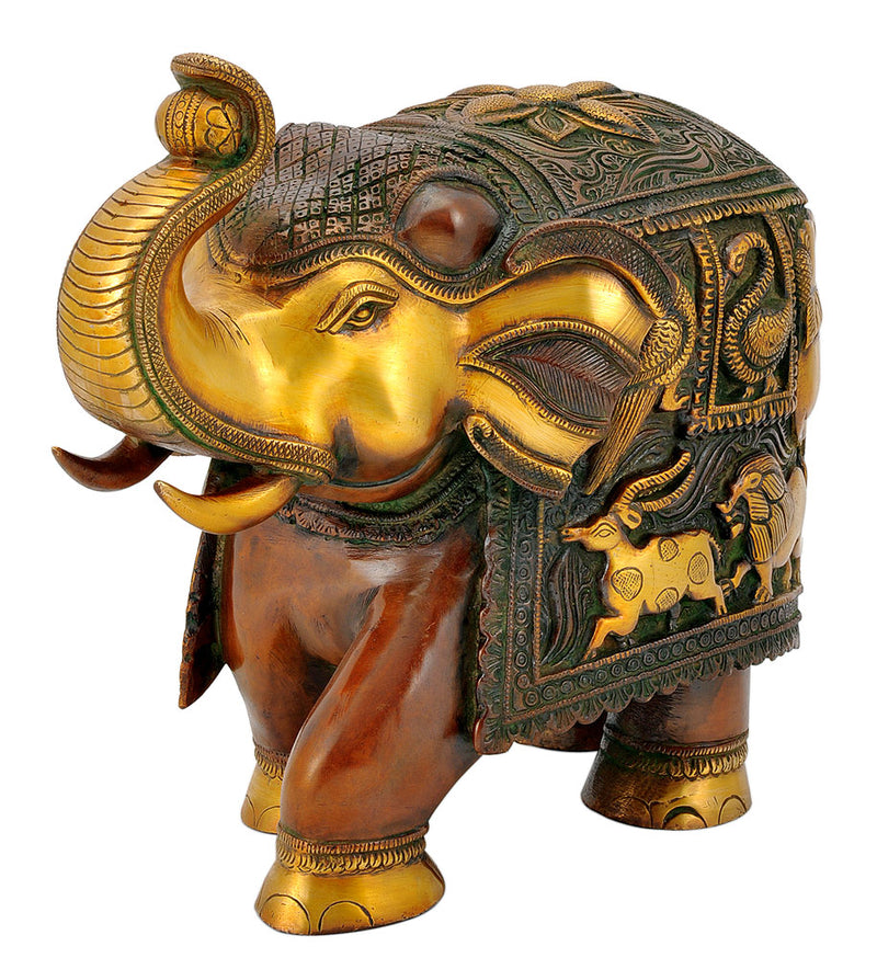 Brass Elephant in Golden Brown Finish