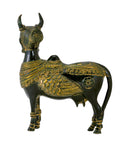Antiquated Brass Kamadhenu Cow Statue Old Finish 7.75"