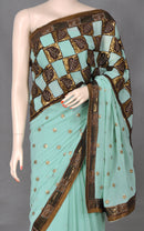 Light Sea Green Saree with Zari and Sequins Work