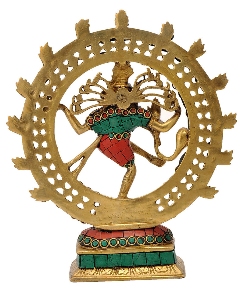 Lord Nataraja Ornate Statue in Coral Turquoise Color