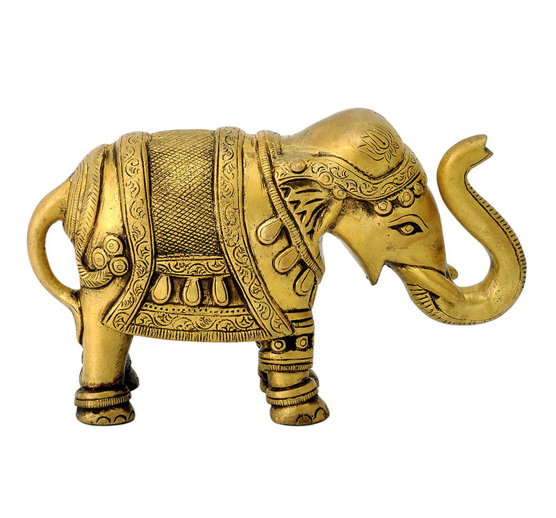 Decorative Royal Brass Elephant  with Upturned Trunk