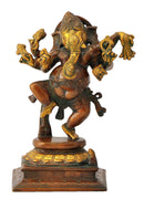 Six Armed Dancing Lord Ganesha Brass Sculpture