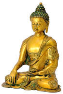 Buddha with Ashtamangala Symbols Carved on His Robe 14"