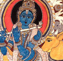 Shyama Krishna Playing Flute - Kalamkari Painting