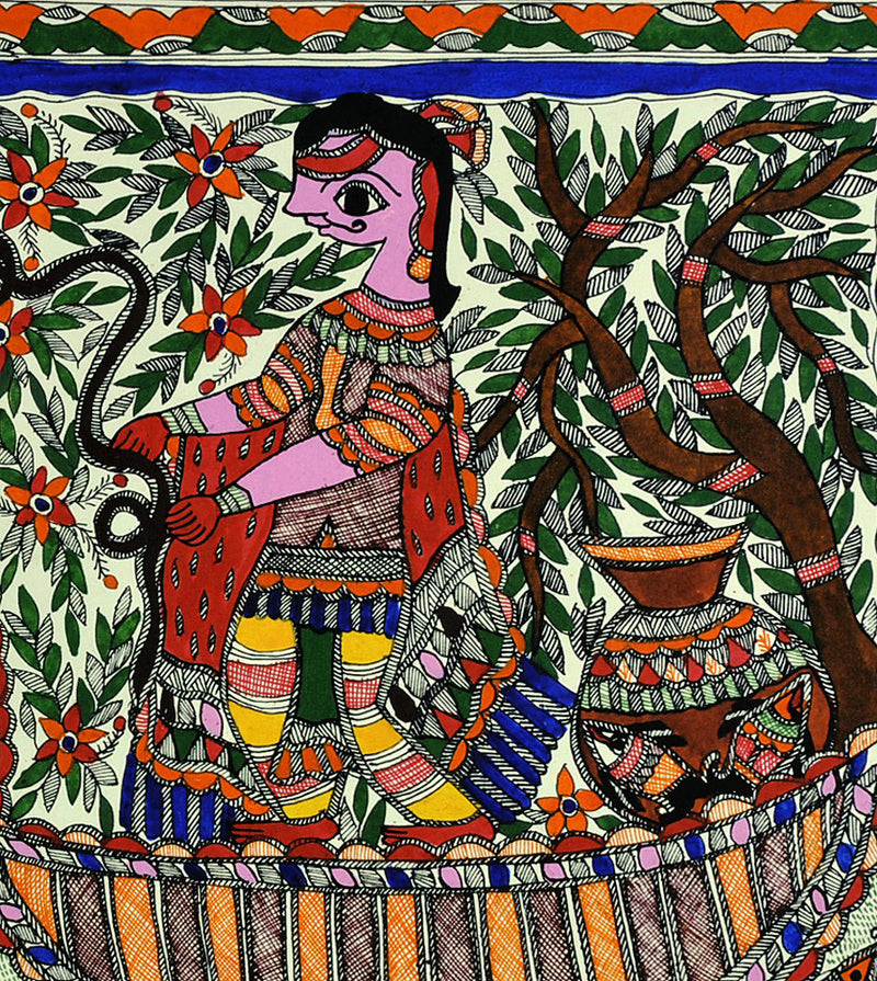 Indian Fisherman - Madhubani Folkart Painting