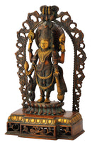 Standing Four Armed God Vishnu Brass Sculpture