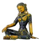 Seated Goddess Green Tara Brass Figure