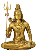 Sitting Lord Shiva Mahadeva Brass 19.25" Statue
