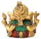 Ganpati Wearing Turban Brass Statue 7.40"