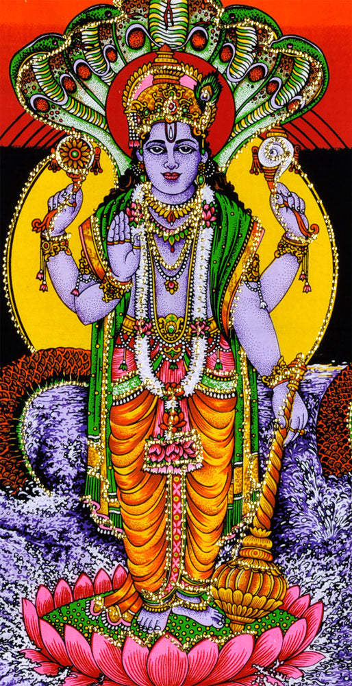 Lord Vishnu Print on Cloth with Sequin Work