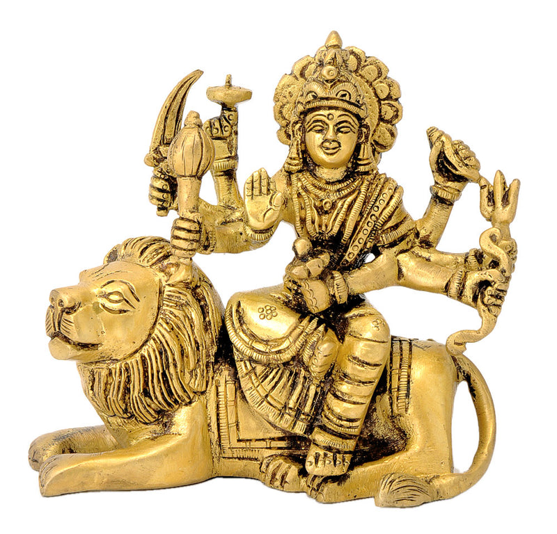 Sitting Ashtabhuja Durga Mata Brass Statue