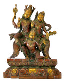 Lord Laxmi Narayan Seated on Garuda Brass Statue