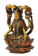 Brass Goddess Lakshmi Seated on Lotus 7.75"