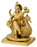 Brass Sculpture Mata Saraswati Playing Veena
