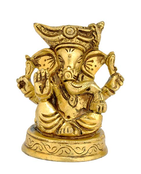Lovely God Ganesha - Brass Statuette 2.75"