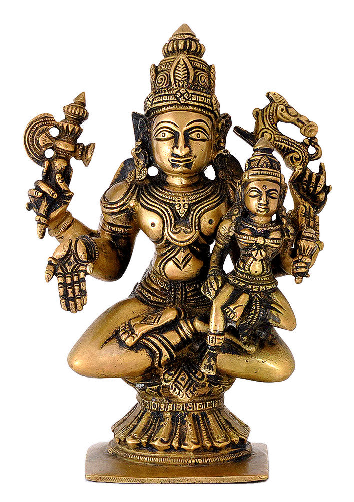 Antiquated Brass Pashupatinath Shiva with Devi Parvati