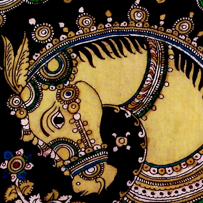 Heavenly Horses - Kalamkari Cloth Painting