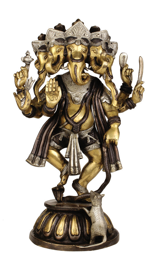 Panchmukhi Ganesha Brass Sculpture