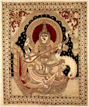 "Devi Saraswati" Seated on Swan - Kalamkari Painting
