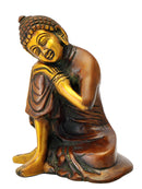 Sleeping Buddha Figurine in Golden Copper Finish 5"