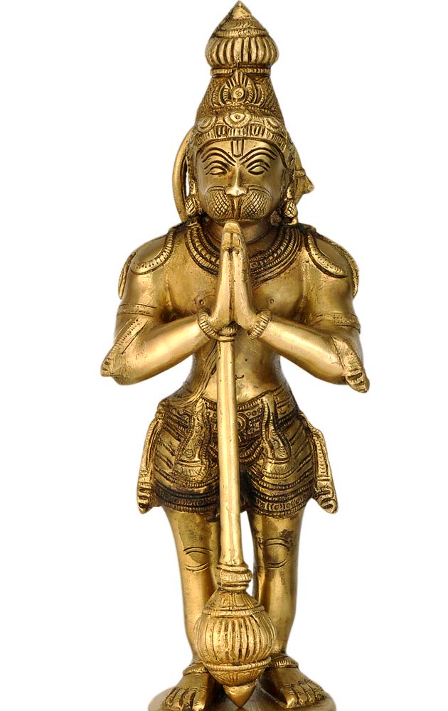 Epitome of Devotion Lord Hanuman - Brass Statuette 15"