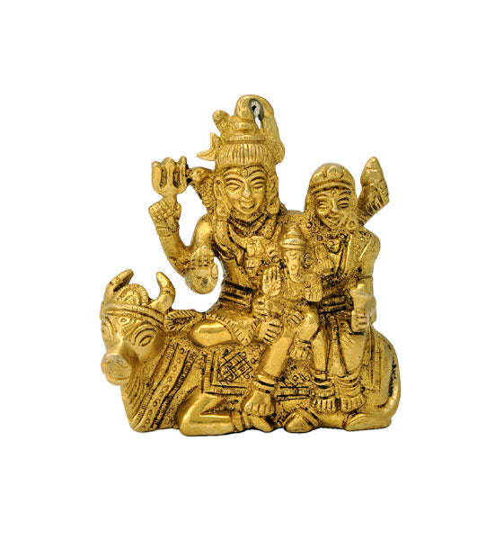 Shiva Parivar Brass Figurine 3.75"