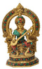 Devi Saraswati with Veena Brass Sculpture 9.75"