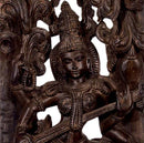 Beautiful Goddess Saraswati - Wooden Sculpture