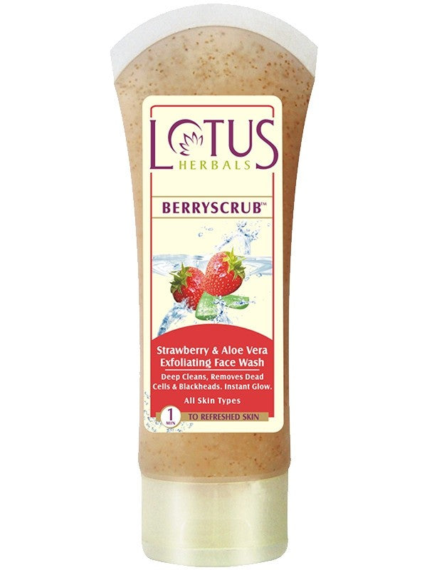 Lotus Herbals Berry Scrub Strawberry & Aloe Vera Exfoliating Face Wash 80gm set of 2