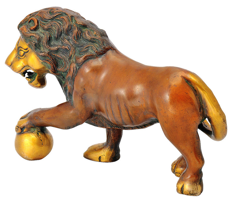 Antiquated Brass Lion Figurine