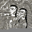 'Sri Radha Madhav' Madhubani Folk Drawing