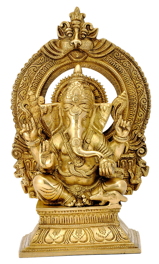 Four Armed Lord Vinayaka Statue with Beautiful Aureole
