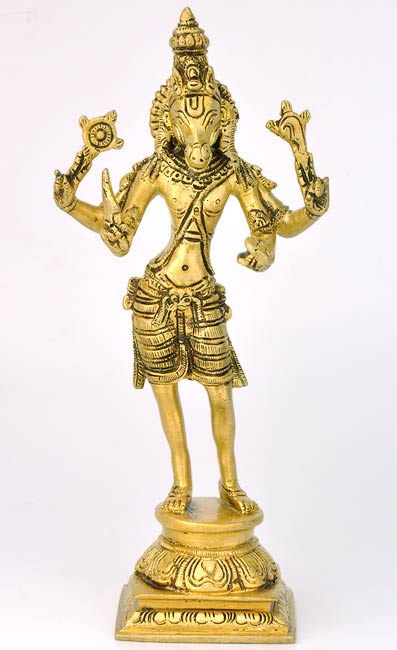 Avatar of Lord Vishnu "Hayagriva" Brass Statue