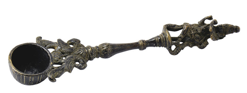 Decorative Krishna Ritual Spoon with Antique Finish Work