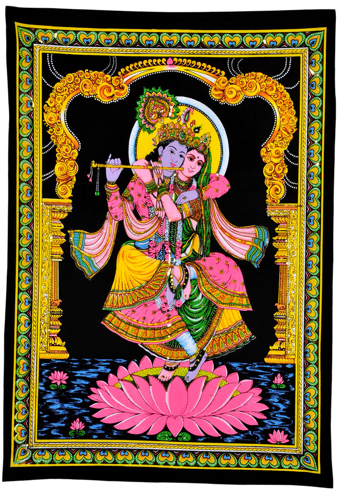 God Krishna & Radha Rani Jugal - Beautiful Fabric Tapestry