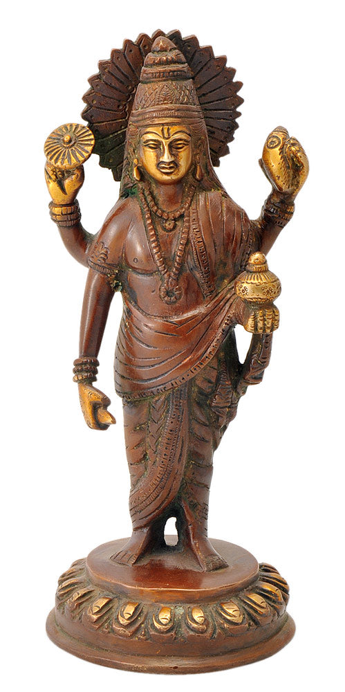 Lord Dhanvantari Statue - Copper Red Finish