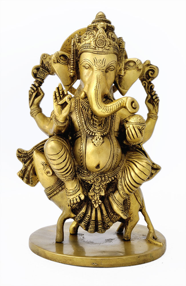 Ganesha Riding Upon His Rat 10"
