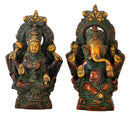 Brass Ganesha and Lakshmi Figurine Set