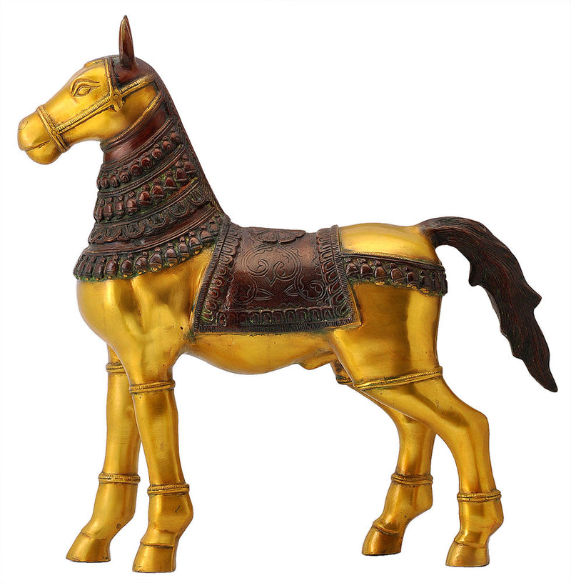 Ornate Brass Sculpture 'Proud Horse' 21"