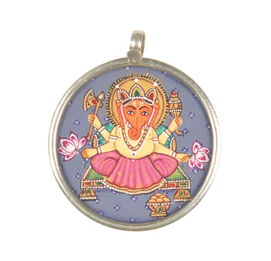 Lord Ganesha seated on Chowki - Handmade Pendant