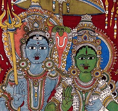 Lord Uma Maheshwara - Kalamkari Painting