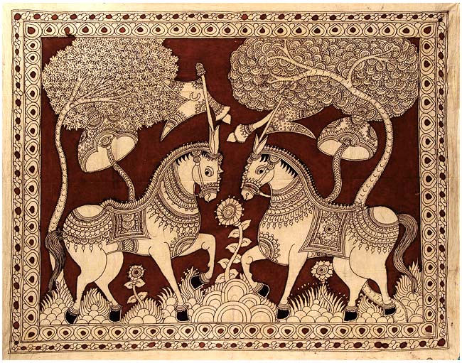 Royal Horses - Kalamkari Painting