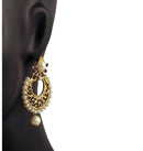 White Pearl Gold Tone Earrings Party Wear Jewelry